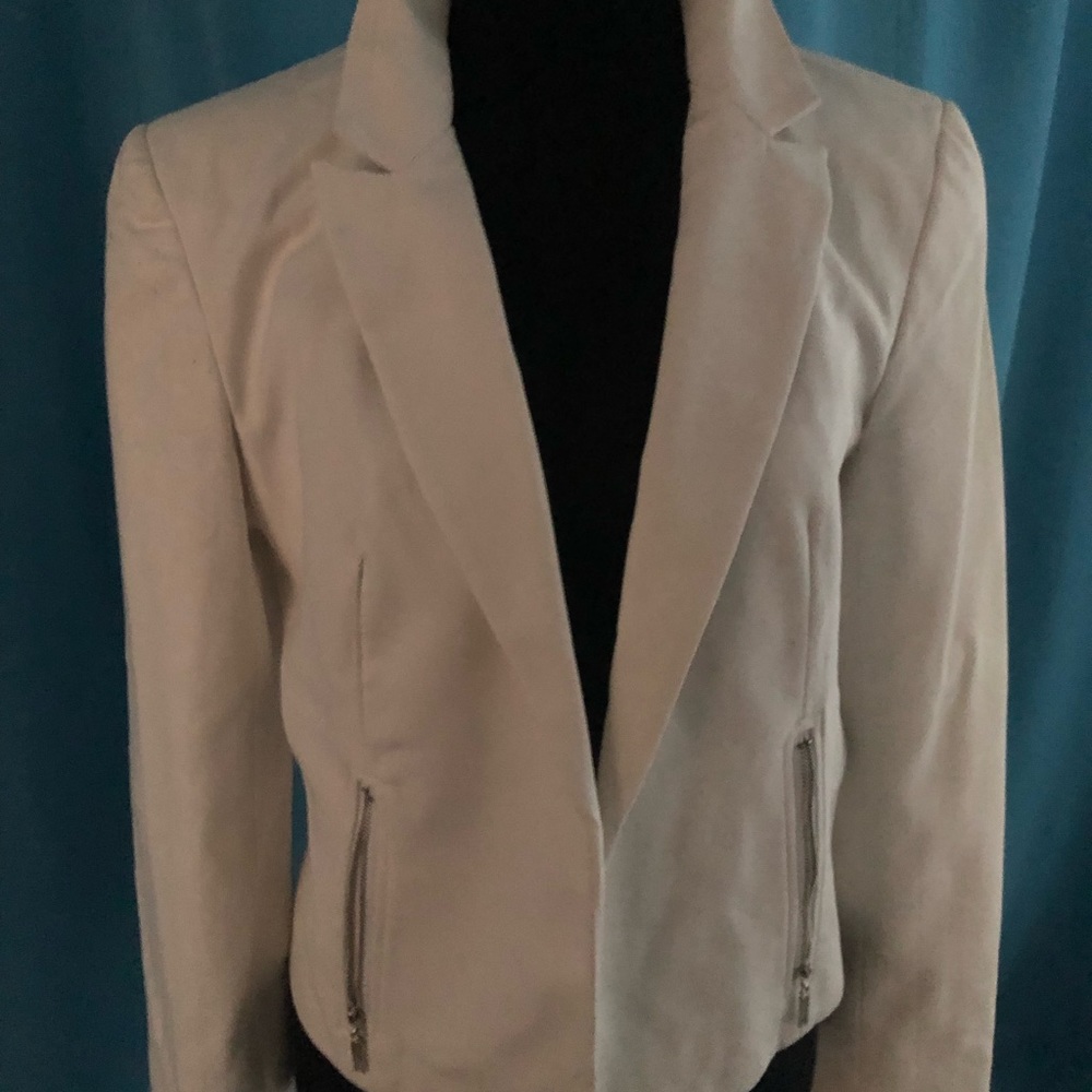 White fully lined open front blazer
